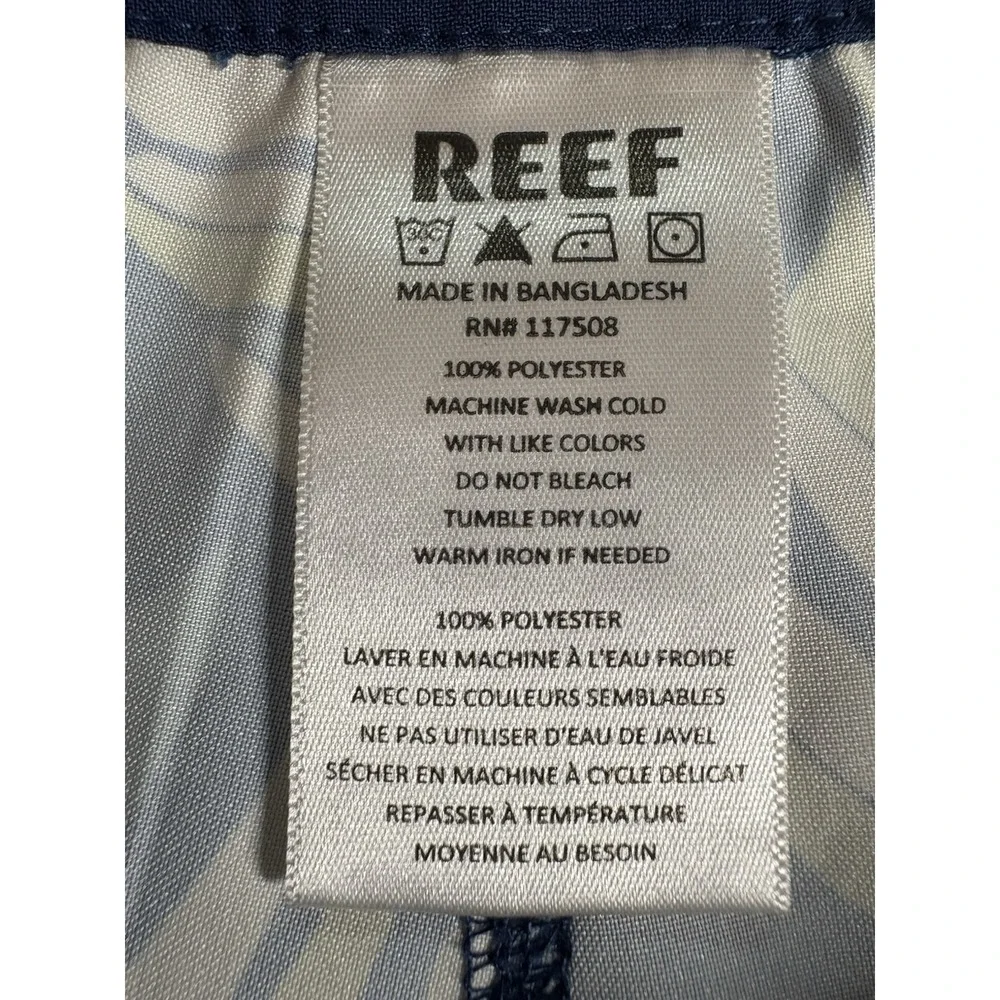 Reef‎ Boardshorts Men 34 Alonso Tropical Leaf Pattern Blue Surf Swim